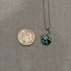 Tiffany and Co Sterling Silver & Tiffany Blue Lady Bug Pendant Necklace